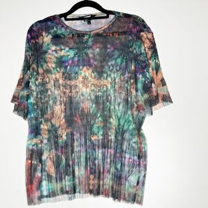 Desigual Cosmic Tie Dye Mesh T-Shirt Whimsy Goth Women's Size Large